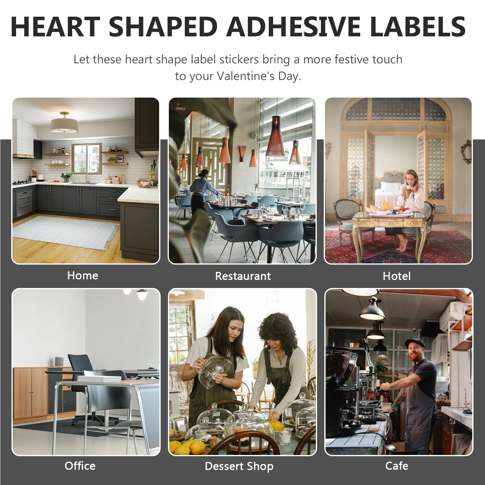 

2 Rolls Tag Love Stickers Decorative Seal Valentine's Day Labels Heart Shaped Greeting Card Heart-shaped Self-adhesive Sealing