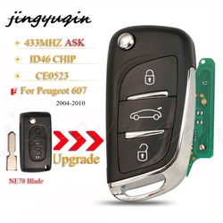 jingyuqin 3 Buttons Modified Flip  Car Remote Key 433MHZ ID46 Chip For Peugeot 607 2004-2010 Fob NE78 Blade CE0523