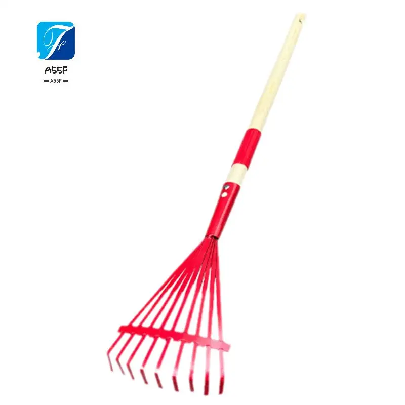 A55F-râteau pour enfants avec manche en bois dur et râteau mignon pour les enfants, outil de jardin pour les enfants de plus de 3 ans