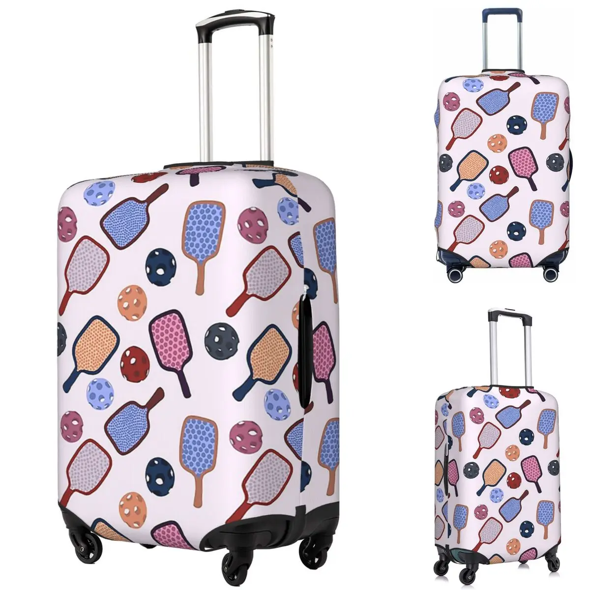

Purple Pickleball Pattern Suitcase Cover Protection Elastic Trip Luggage Protector Covers for 18-32 Inch