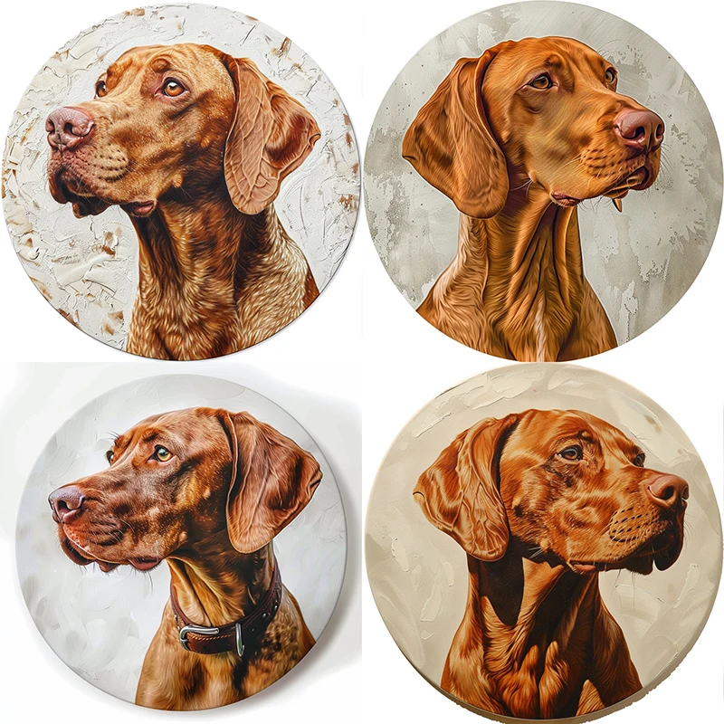 Personalizado Vizsla Circular Alumínio Pinturas Decorativas, Único Pet Lembrança Lápides para Decoração Interior e Exterior