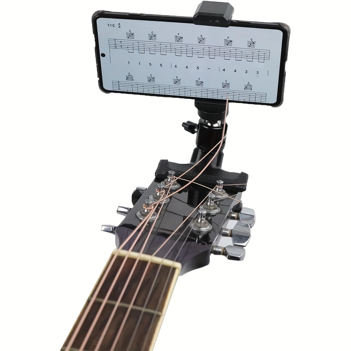 

1 Guitar-Head Phone Mount—Ideal for Live Streaming and Educational Video Recording—360° Adjustable Guitar-Head Phone Mount