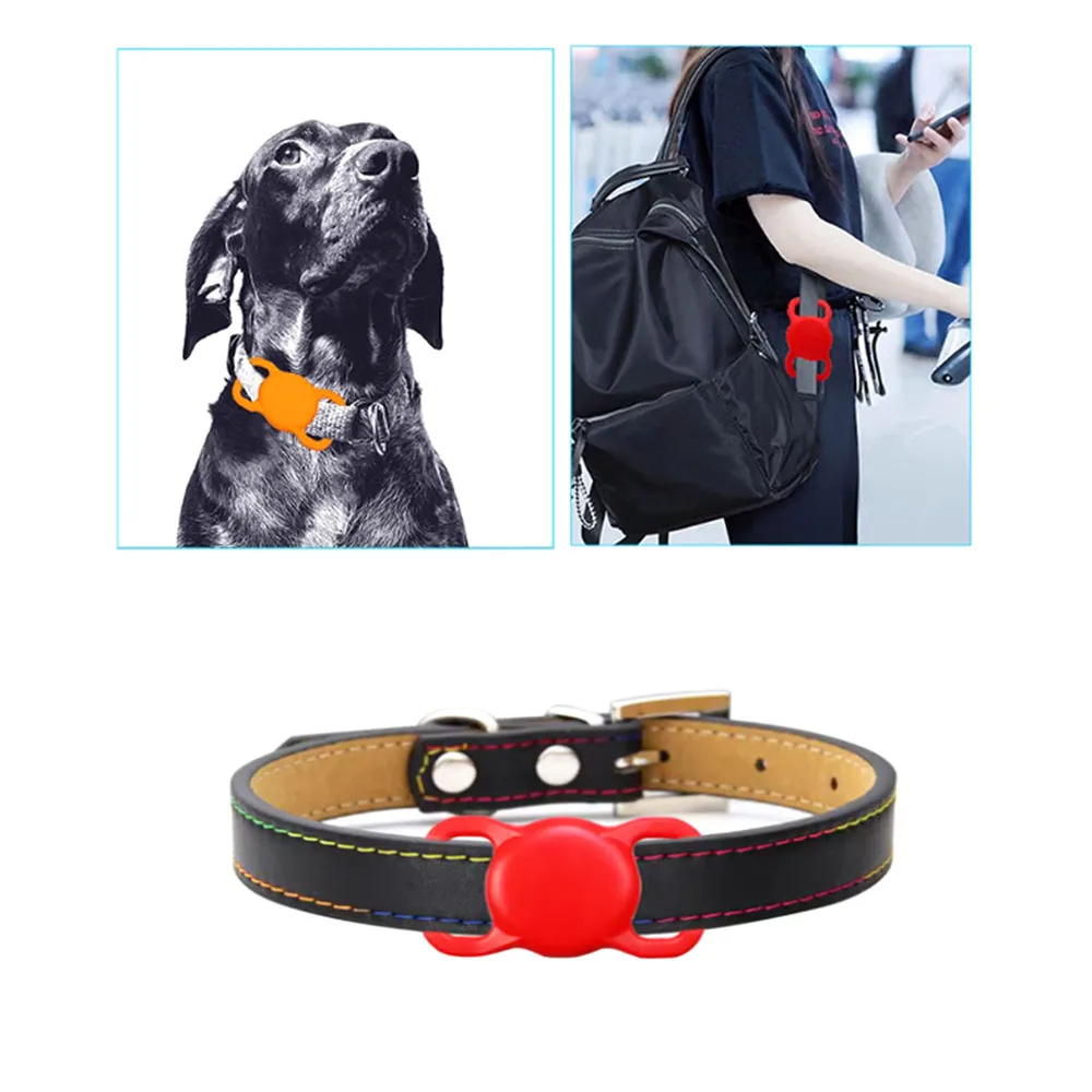 100 قطعة قابلة للتطبيق Airtag سيليكون طوق الحيوانات الأليفة مكافحة فقدان القط الكلب محدد اللون مضيئة حماية أبل المقتفي كم واقية