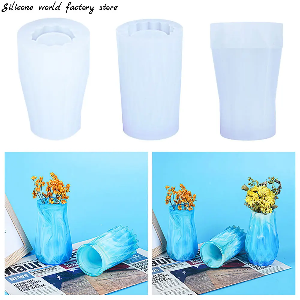 Silicone world Diy Plant Vase Silicone Mould for Making Plaster Flower Pot Resin Molds Pen Holder Gardening Home Decoration