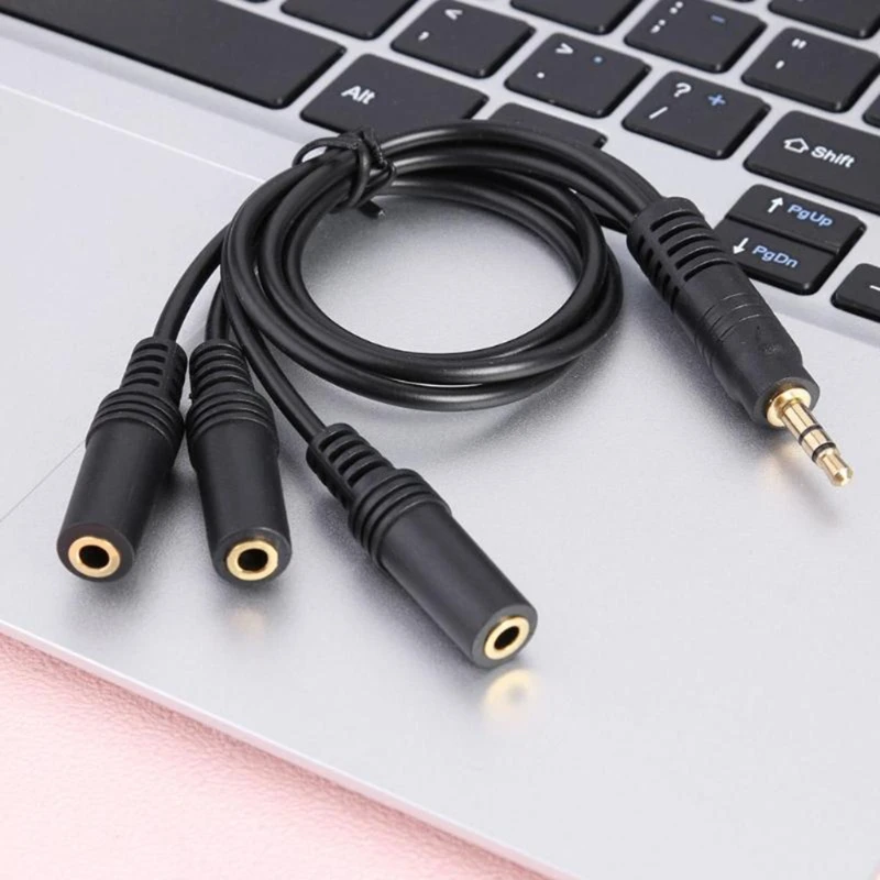 3.5mm Gold Plated PVC 3-Pole Plug to 3 Way Stereo Audio Headphone Splitter Adapter Cable Audio AUX Output Adapter