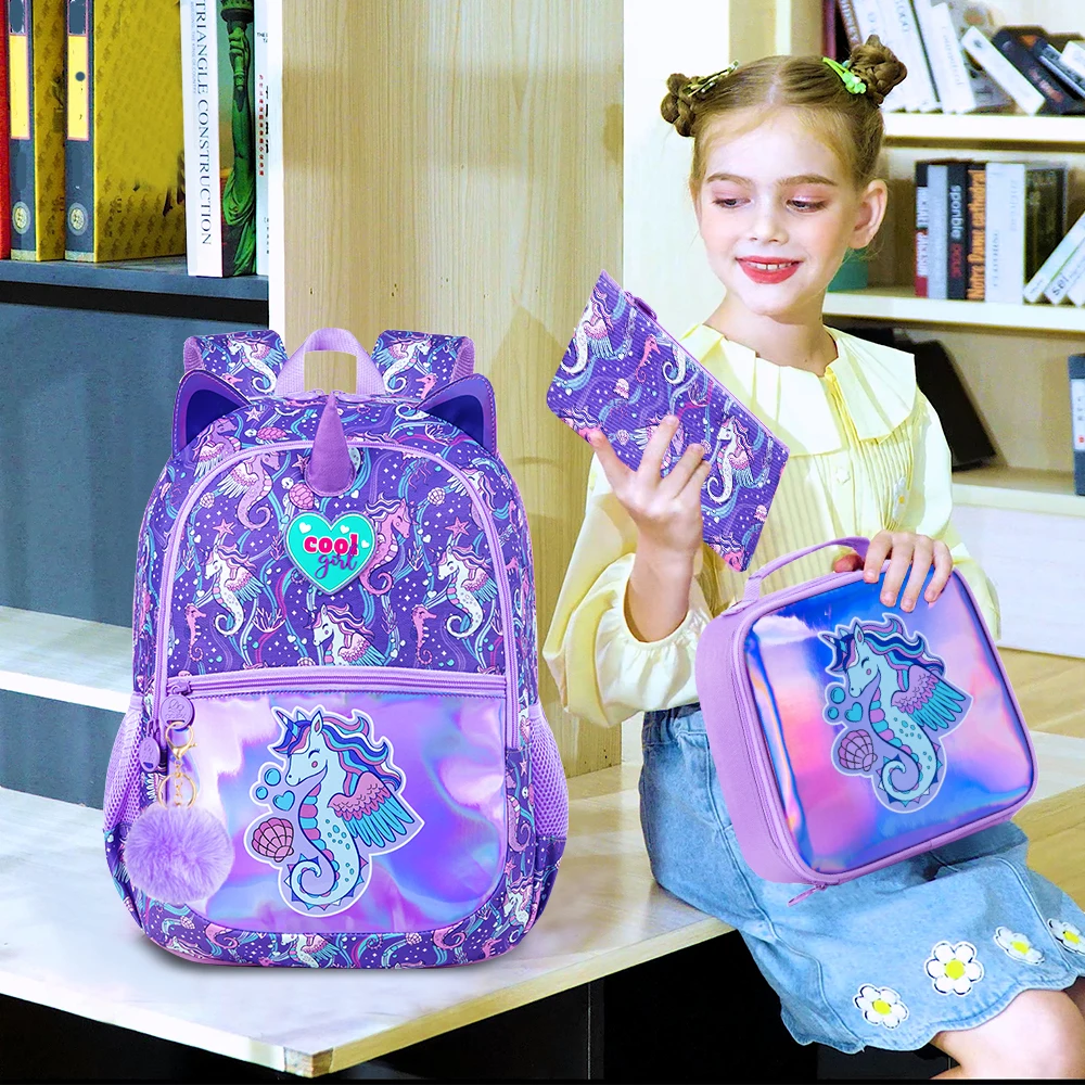 3Pcs Backpack for Girls, 16.5\