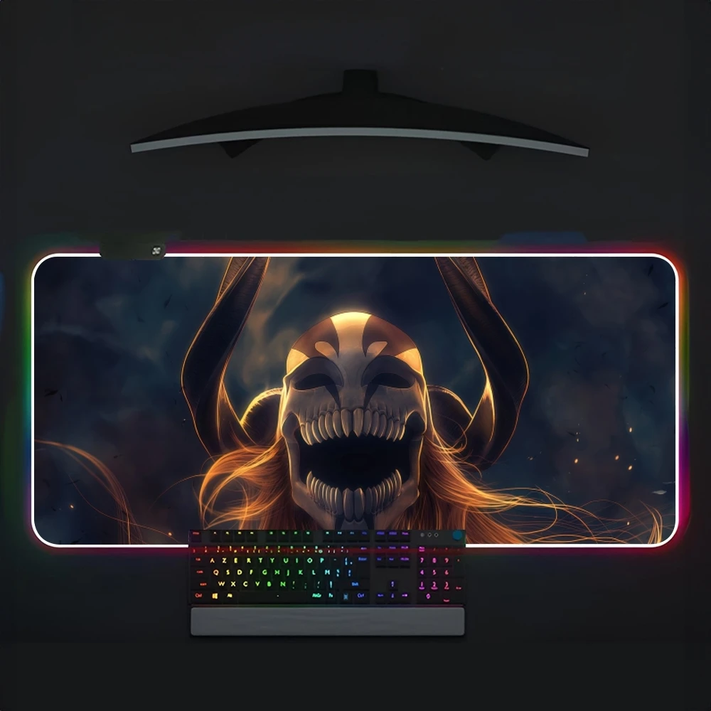 B-Bleachs K-Kurosaki Ichigo Mouse Pad RGB Large Gaming Computer Keyboard LED Mousepad Office Desks And Laptop Accessories Non Sl