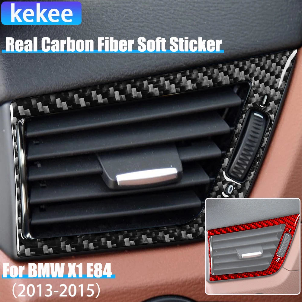 Real Carbon Fiber Car Accessories Dashboard Air Vent Decorative Interior Trim Cover Soft Sticker For BMW X1 E84 2013 2014 2015