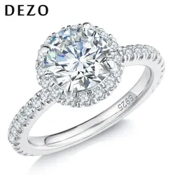 DEZO All Moissanite Halo Engagement Rings For Women Total 2.75ctw Solid 925 Silver Round Cut VVS1 D Color With GRA Certificate