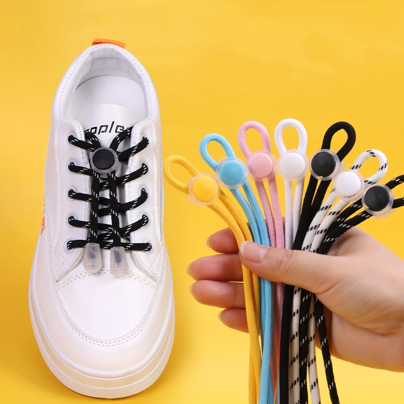 

Lazy Bread Lace Buckle Elastic Shoelaces Round Locking No Tie Shoe Laces Kids Adult Quick Lazy Laces Rubber Sneakers Shoelace