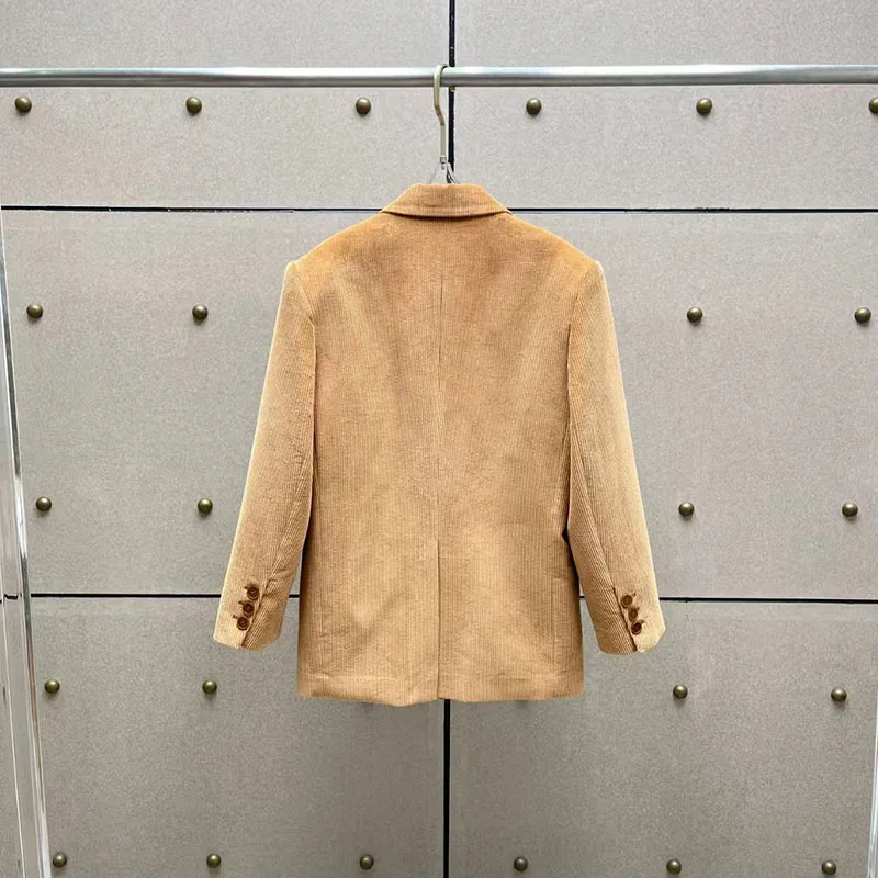 Women's Corduroy Blazer, Casual Vintage Oversized Jacket Top, High-Quality Trouser Suit, 2026 Spring New Arrival, Y2K Style