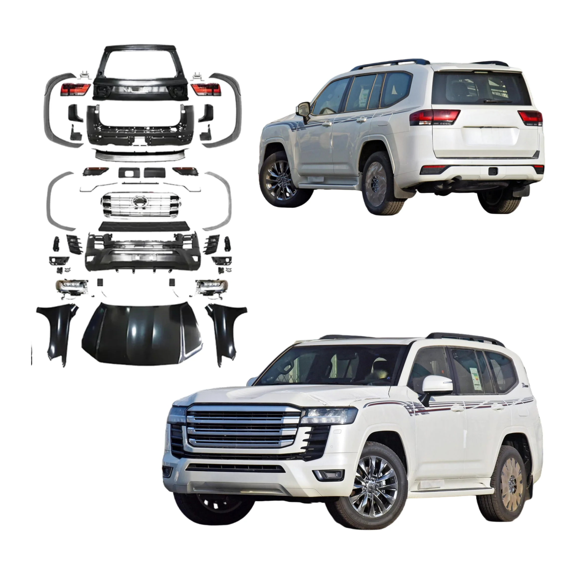 Discount Price Bodykit for to YO TA Land Cruiser LC200 2008-2015 to LC300 Easy Installation Hood Bumper Plug and Play Headlight