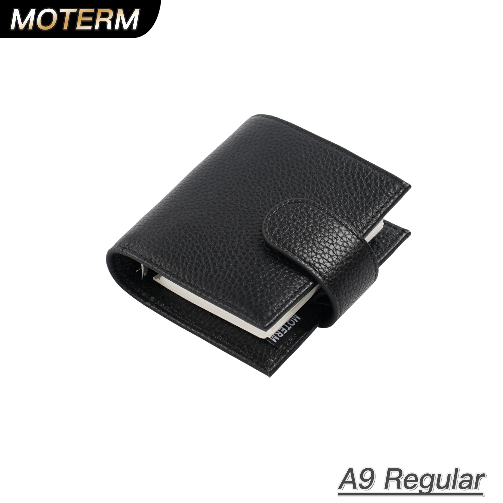 Moterm Thường A9 Kích Thước Nhẫn Lập Kế Hoạch Cuội Hạt Da Bò 3 Lỗ Mini Nhẫn Sổ Tay Có 19MM Nhẫn Tổ Chức cuốn Nhật Ký Hành Trình
