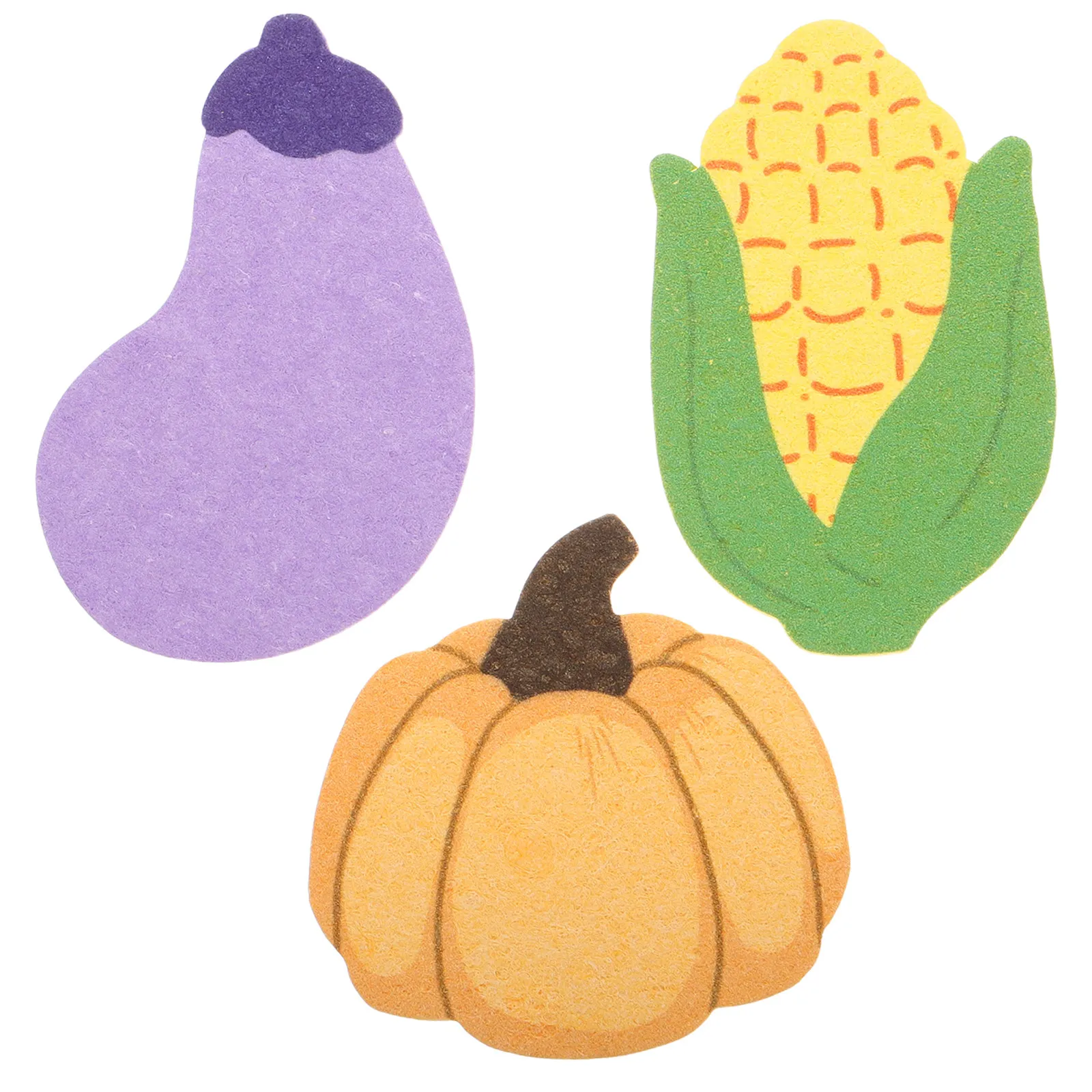 3Pcs Bath Sponge Body Scrubber Soft Corn Eggplant Pumpkin Design Shower Loofah Pad Exfoliating Back Scrubber Comfortable Travel