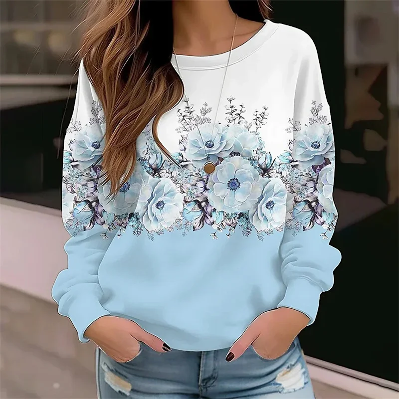 New Winter 3D Colorful Florals Printing Sweatshirts Women Fashion Streetwear Pullovers Harajuku Unisex Clothing Girls Funny Tops