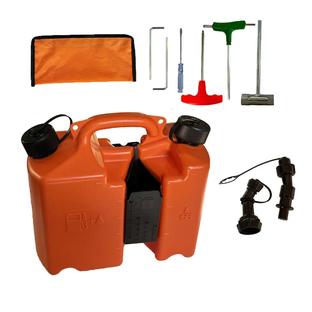 Fuel Container With Spill Proof Smart Control Spout For Chainsaw, 5L Fuel And 3L Oil Canister With Extender And Tool Carriers
