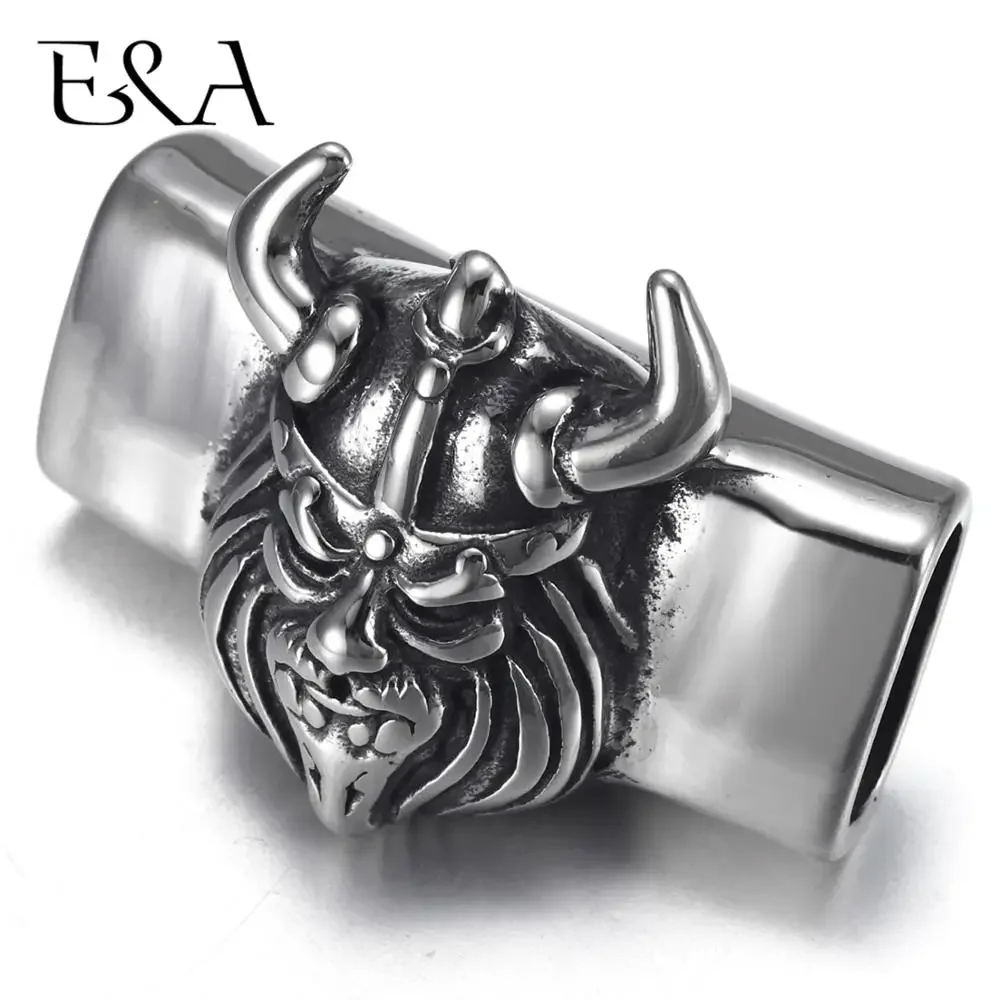 Stainless Steel Punk Viking Warrior Slider Bead 12*6mm Hole Charm for Men Leather Bracelet Jewelry Making DIY Accessories