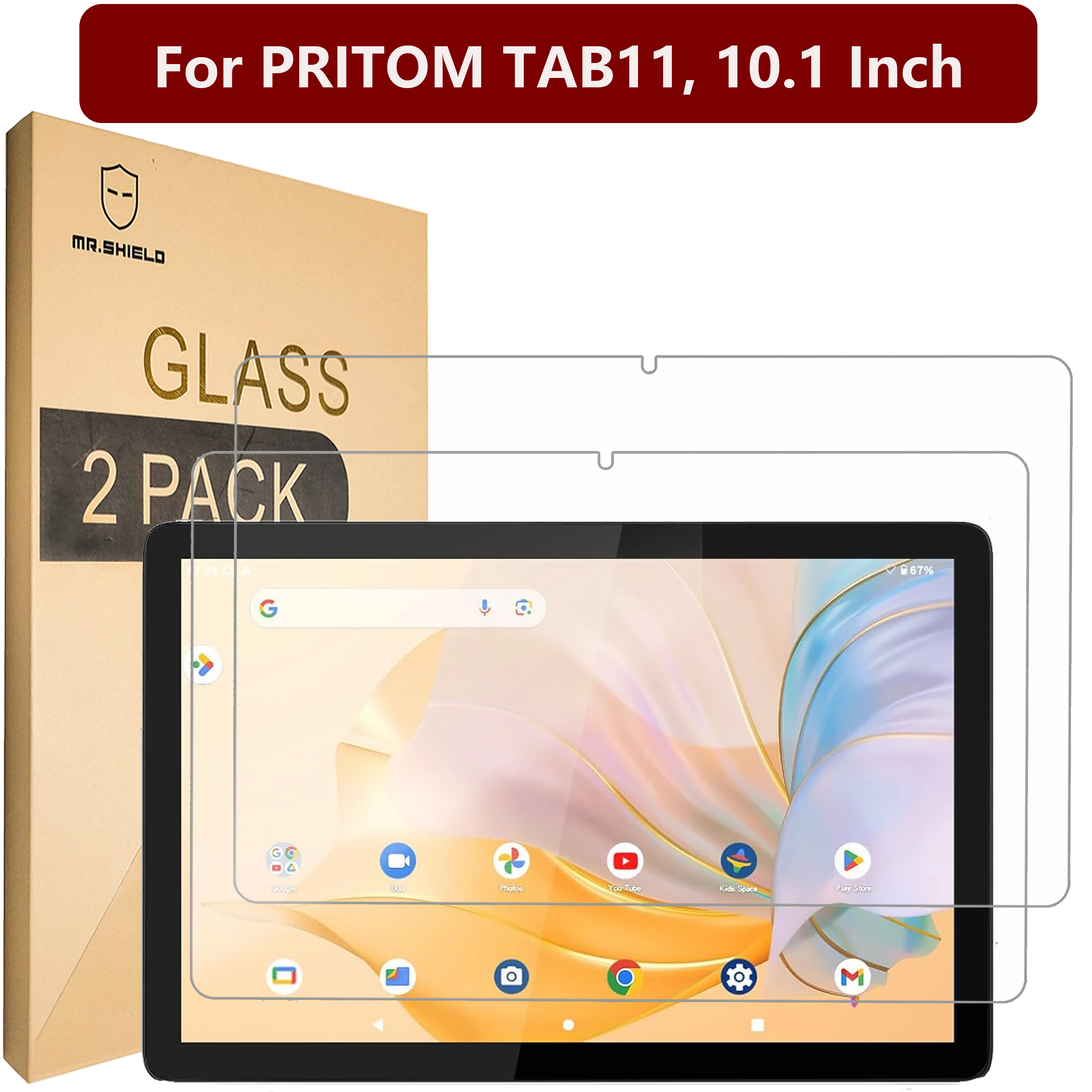 

Mr.Shield Screen Protector compatible with PRITOM TAB11, 10.1 Inch [Tempered Glass] [2-PACK] [Japan Glass with 9H Hardness]
