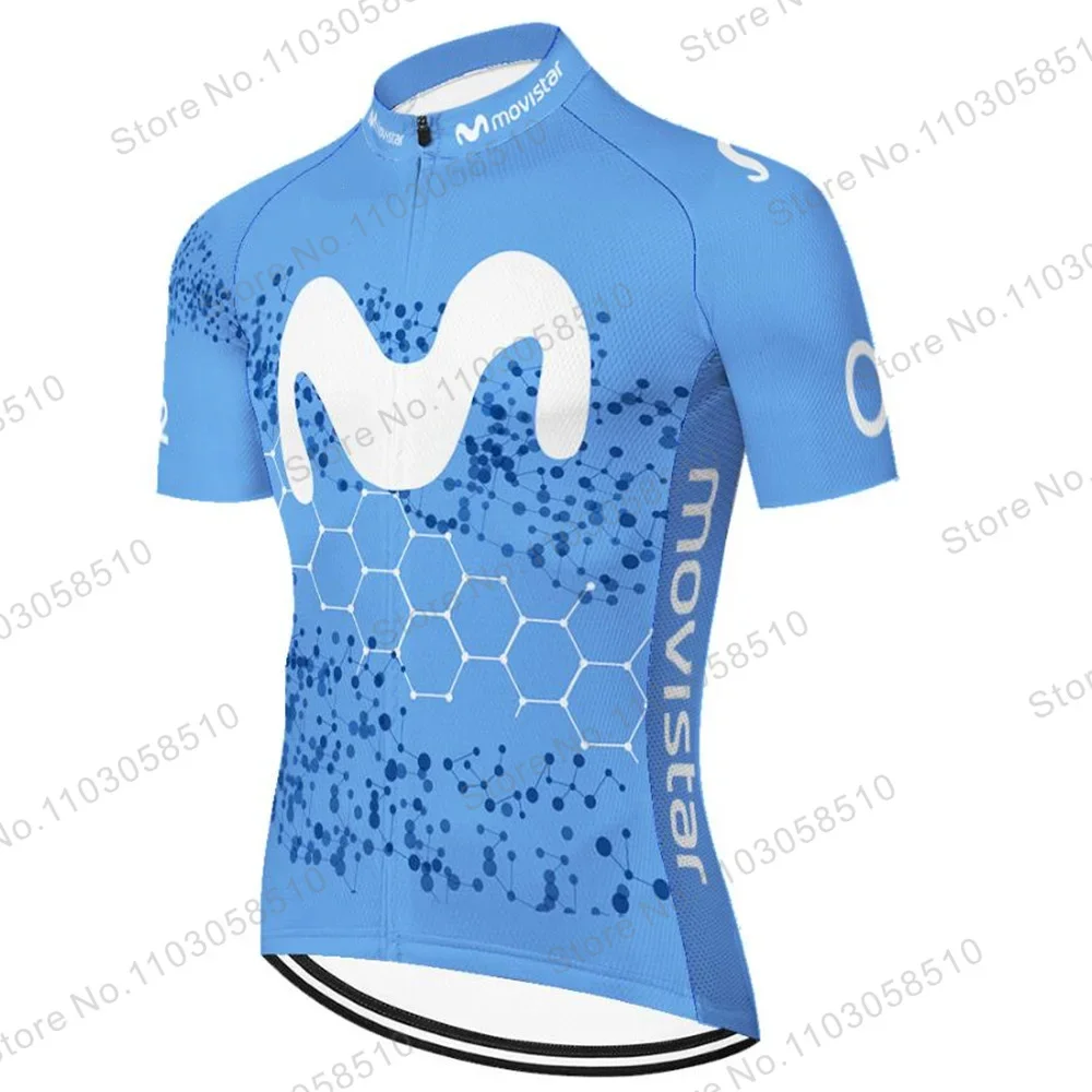 2023 Movistar Wielershirt Zomer Mtb Fietsshirt Mountainbike Kleding Ademende Fietsshirt Met Korte Mouwen