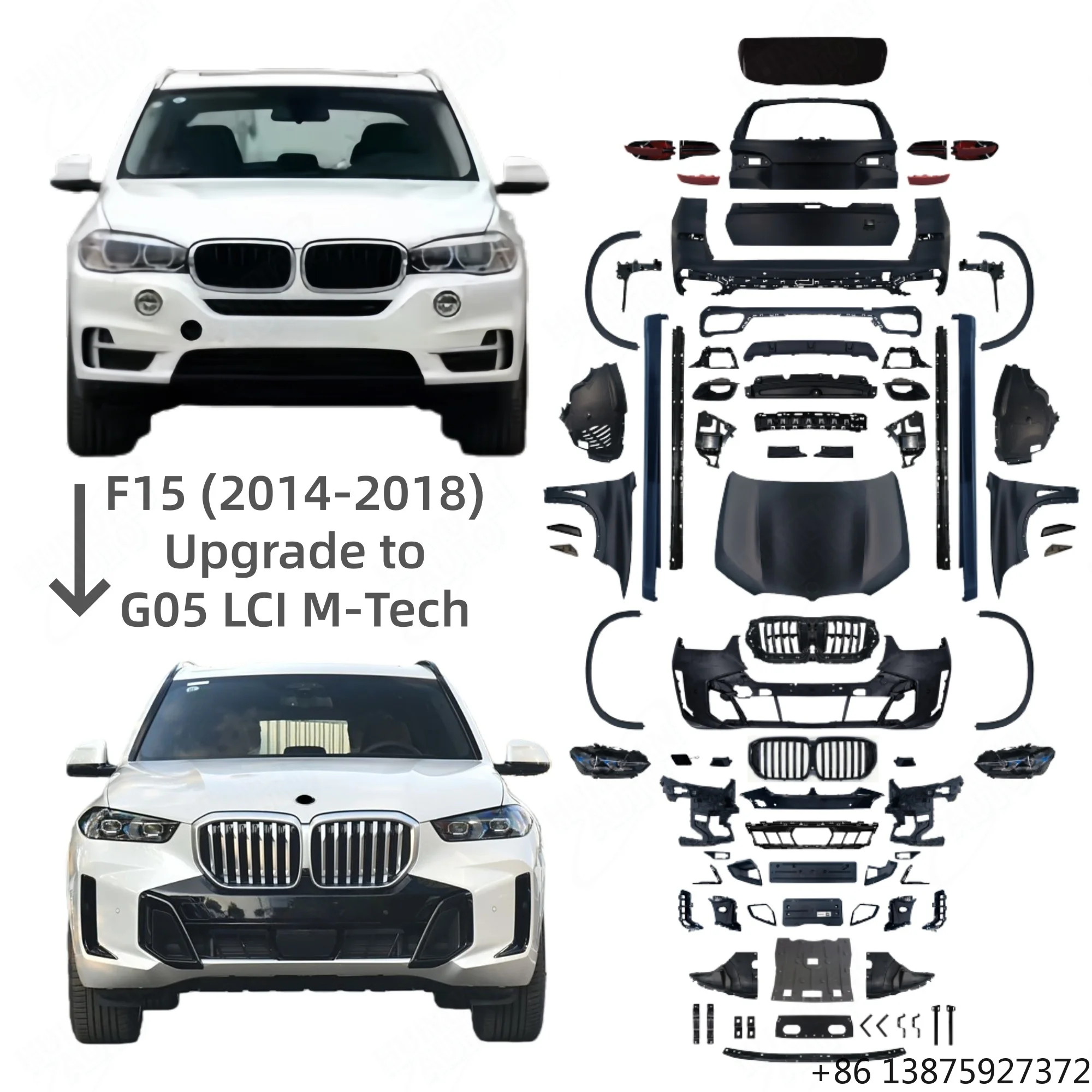 Original Quality Bumpers Body Kit Use for X5 F15 2013-2018 Escalate Refit to 2024 X5 MT LCI Look Like Auto Lamps Hood Fender
