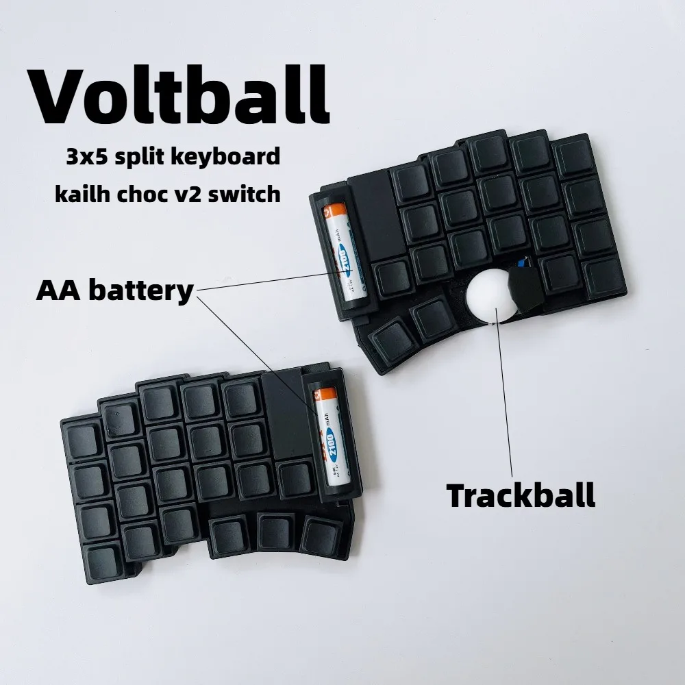 Voltbal 3x5 Trackball Split Keyboard Low Profile Kailh Choc V2 Wireless Hotswap Mechanical Keyboard AA Battery Game Accessories