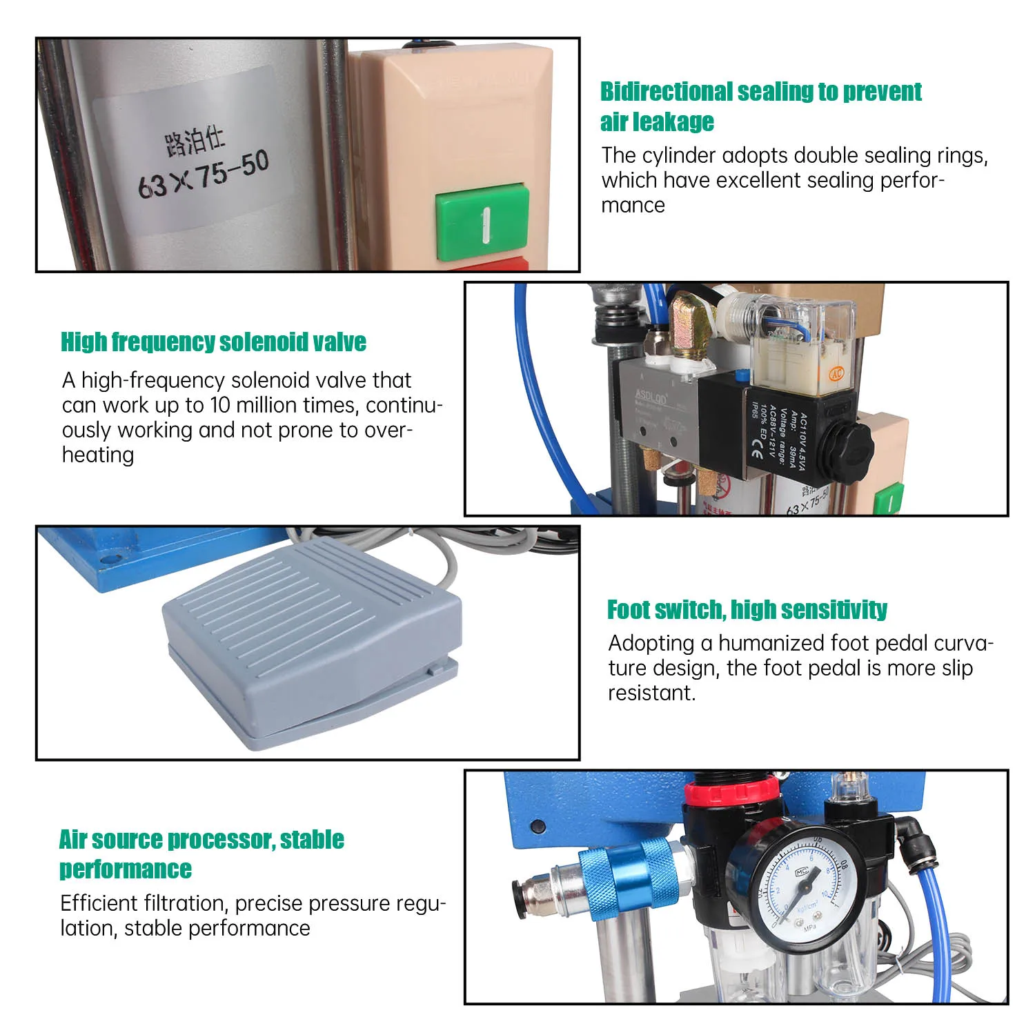 Prensa neumática de Pedal de banco de DT-63, pequeña prensa mecánica ajustable, maquinaria neumática, punzonadora, máquina de impresión, 110V/220V