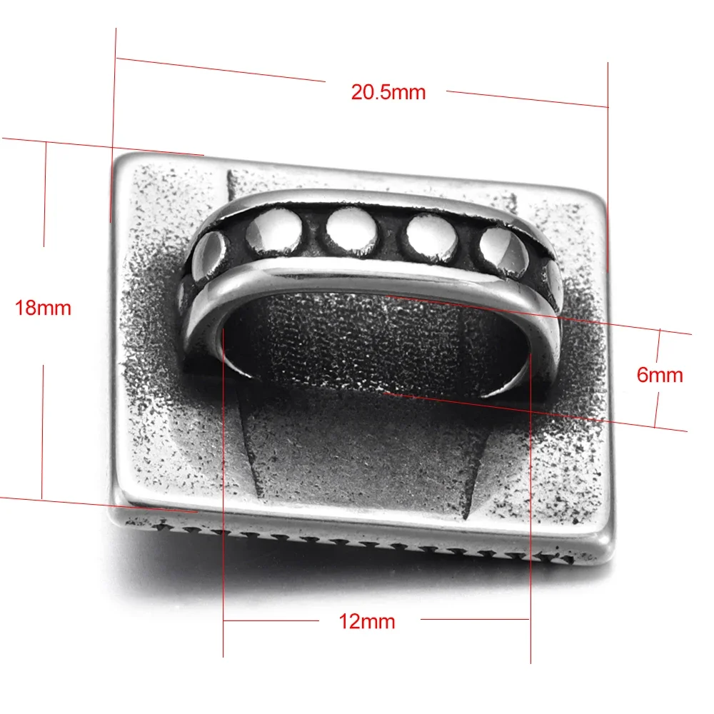 Stainless Steel Slider Spades Beads Hole 12*6mm Charms for Punk Leather Bracelet Supplies Jewelry Making DIY Accessories