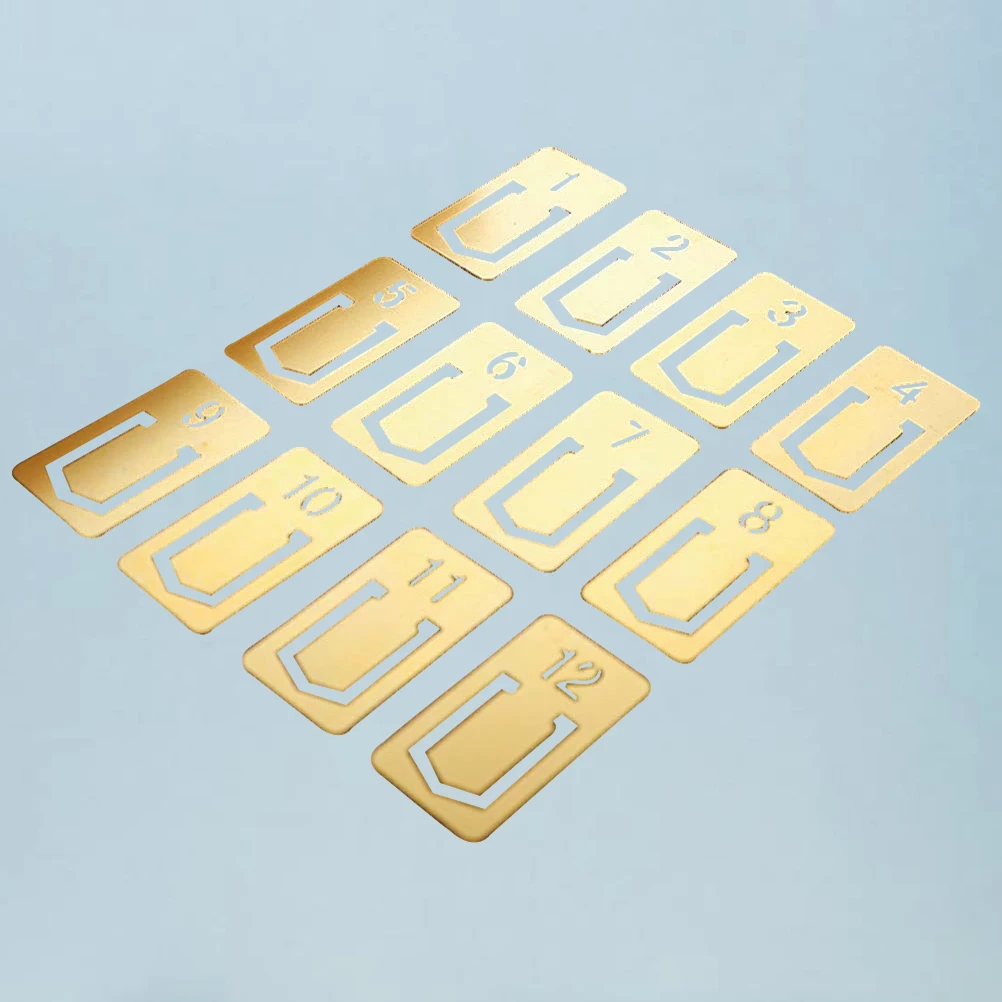 

12 Pcs Digital Pattern Bookmark Metal Markers Creative Gifts Brass Vintage Bookmarks For Readers Students Teachers