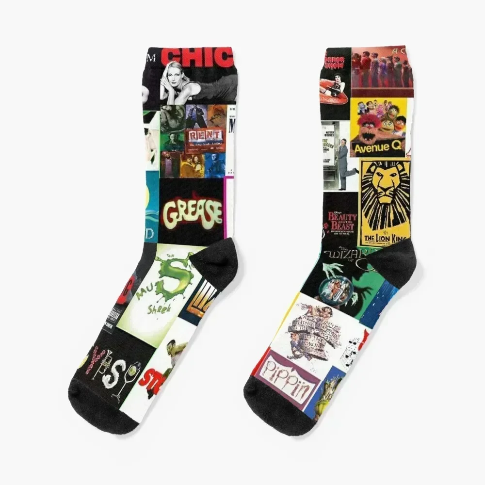 

Broadway Musical Collage 2 Socks anti slip football heated Running Antiskid soccer Male Socks Women's