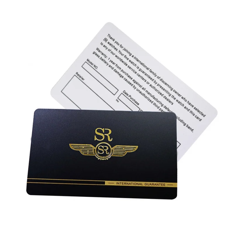 

Custom 100pcs Wholesale ized Member Black Matte PVC Business Warranty Card With Hot Stamping Logo