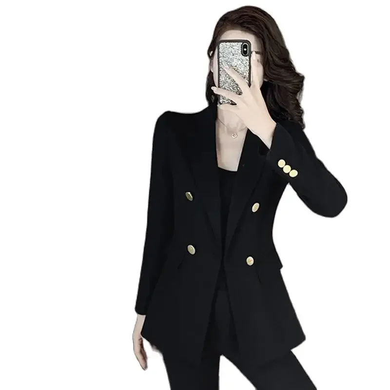 Giacca da abito pop da donna Autunno 2025 Nuovo coreano Spalla sottile Giacca nera Casual Top Trendy Giacca a vento femminile Cappotto Cardigan
