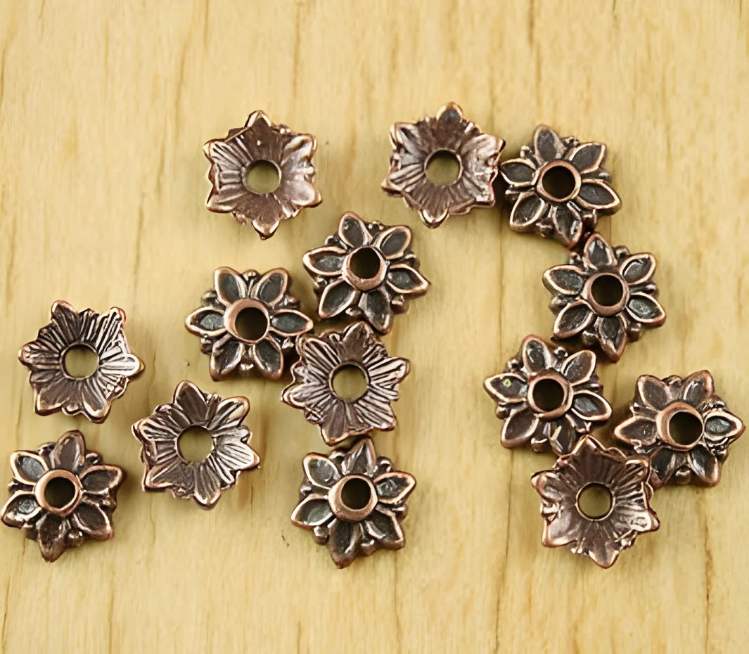 

50pcs 8mm Alloy matel antiqued copper flower bead caps HWH1940