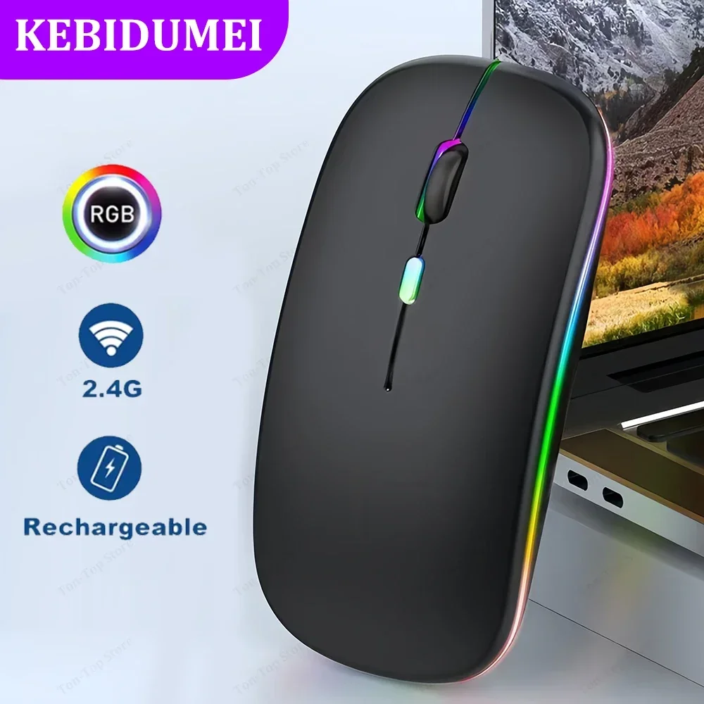 2.4G Wireless Mouse RGB Colorful Mouse Rechargeable Mouse Silent Mouse USB Gaming Mouse Mice 1600DPI for PC Laptop Macbook Pro