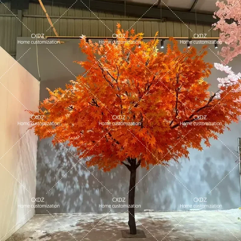 Red Maple Artificial Tree Indoor Decoration Japanese Style Landscape Window Greenery Staircase Under Faux Plant Home Decor