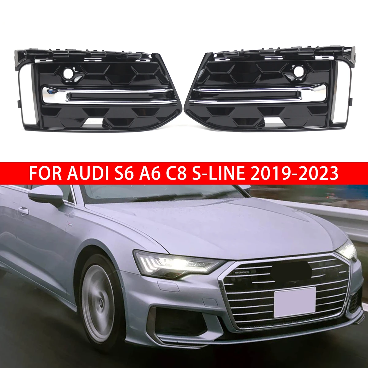

Автомобильный передний левый и правый нижний бампер, решетка противотуманной фары, крышка для Audi S6 A6 C8 S-LINE 2019-2023 4KD807647E 4KD807648E