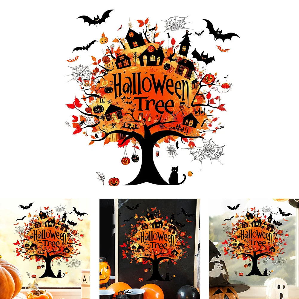 Seasonal Halloween Window Stickers for Walls and Glass Tree Horror Decoration Suitable for Various Locations and Surfaces