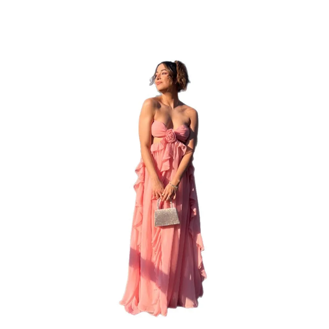 Patchwork Spliced Dresses Slim Fit Refined Commuter with Off Shoulder Elegant Summer a Line Pull on Fit and Flare Women Dress