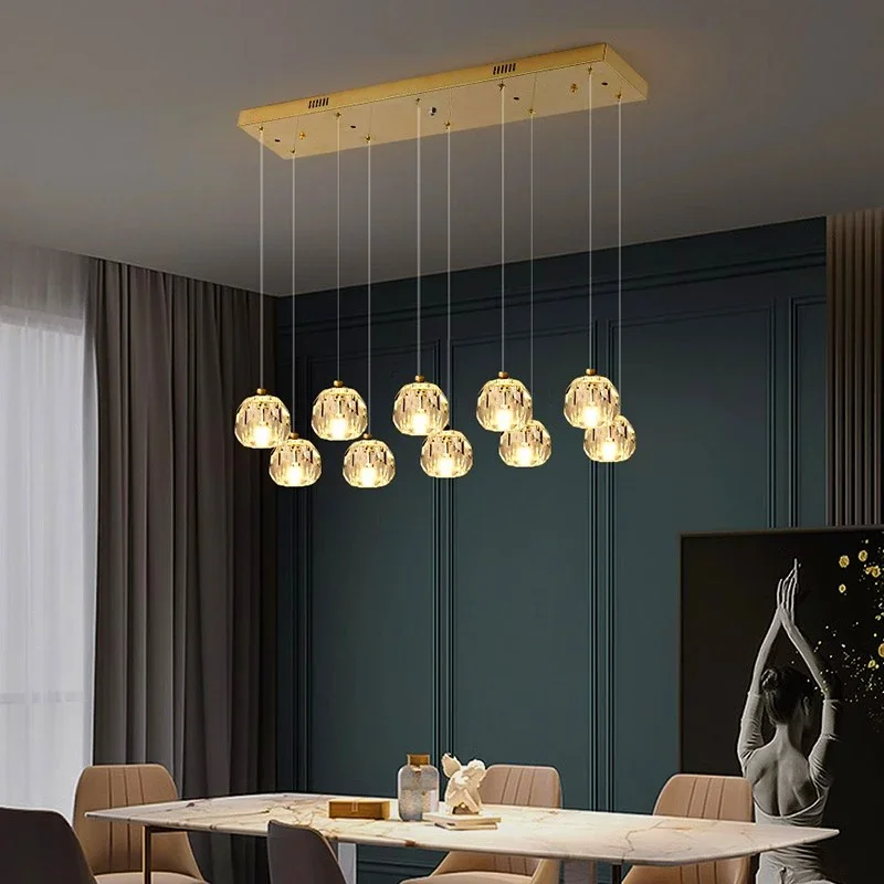 

2025 Minimalist Dining Room Chandelier Modern Luxury Crystal LED Linear Ceiling Light