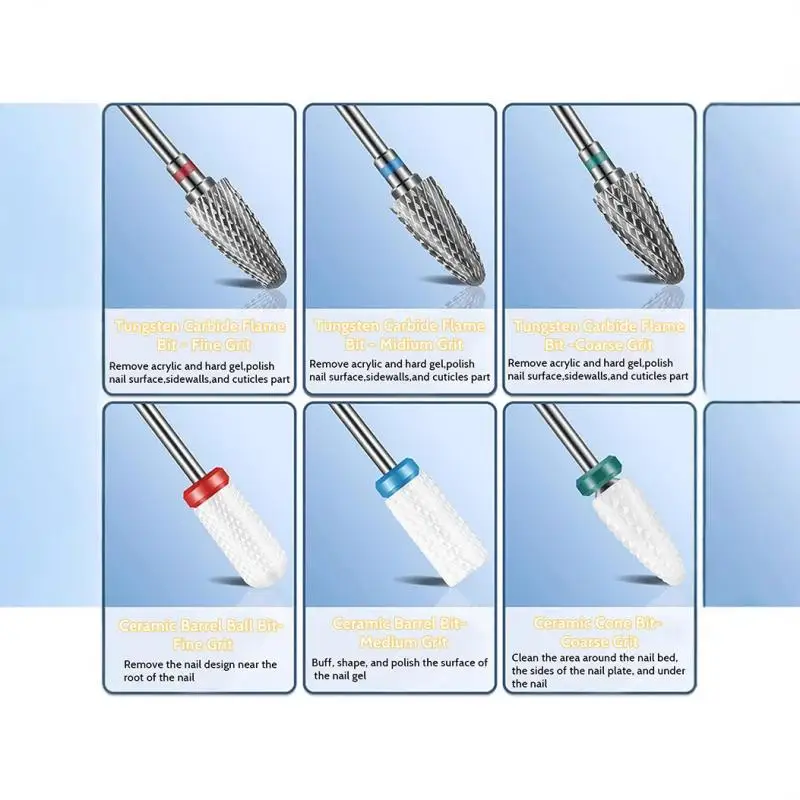 13個入りネイルドリルビットセット セラミックタングステン鋼ドリルビット ジェルポリッシュ除去 角質除去 電動ミリングカッター ネイルファイル