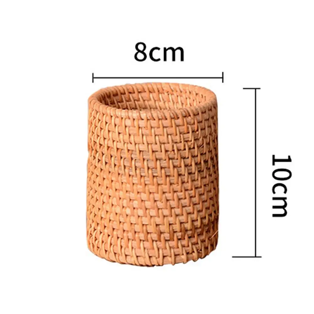 Porte-stylo en rotin de vigne en bois, porte-cosmétique, stockage de bureau de grande capacité, minimalisme multifonctionnel, évaluation