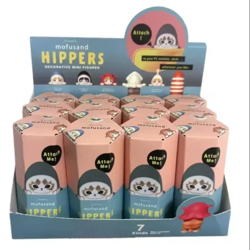 ใหม่ Sonny Angel & Mofusand กล่องตาบอด 12 ชิ้น Hippers Mini รูป Shark Cat Action Figure ของเล่นสําหรับแฟนๆเด็กคริสต์มาสของขวัญ