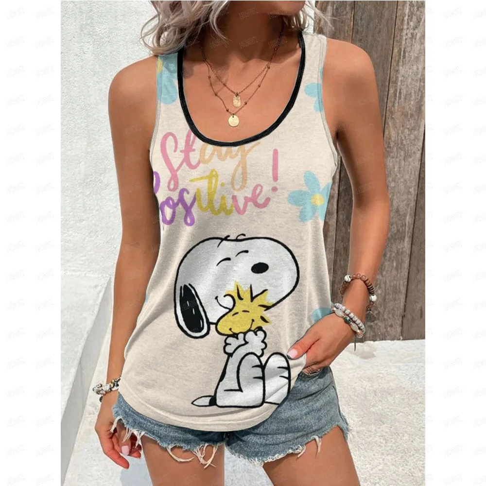 Top Women Women Cartoon Snoopy Print Bandeau Tank Casual Sleeveless Summer Vacation Loose Holiday Compression Shirts Long