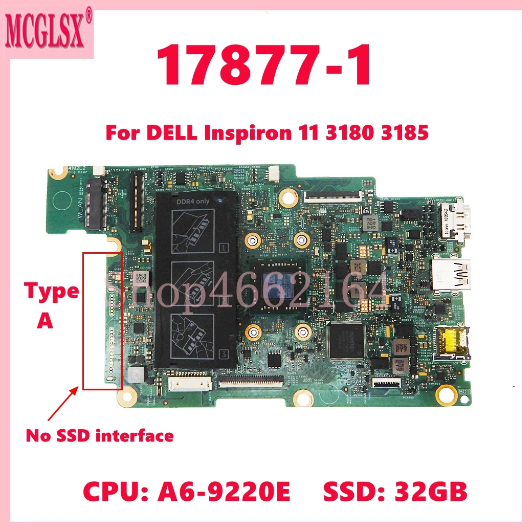 17877-1-a6-9220e-a9-9420e-cpu-0gb-32gb-ssd-ノートブックメインボード-dell-inspiron-11-3180-3185-2-in-1-ノートパソコンのマザーボード