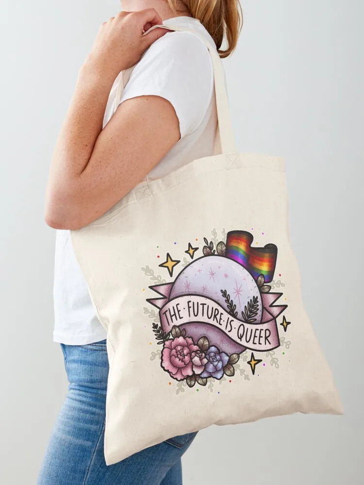 The Future Is Queer Tote Bag reusable shopping bags female bag large size bags