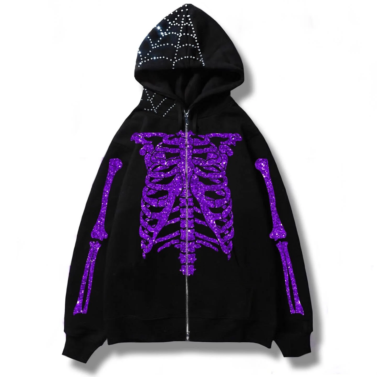 

Fashion Techwear Mens Streetwear Skull Hoodies Couple Style Y2K Vintage Cardigan Skeleton Hoodie Men Oversized Zip Up Sweatshirt