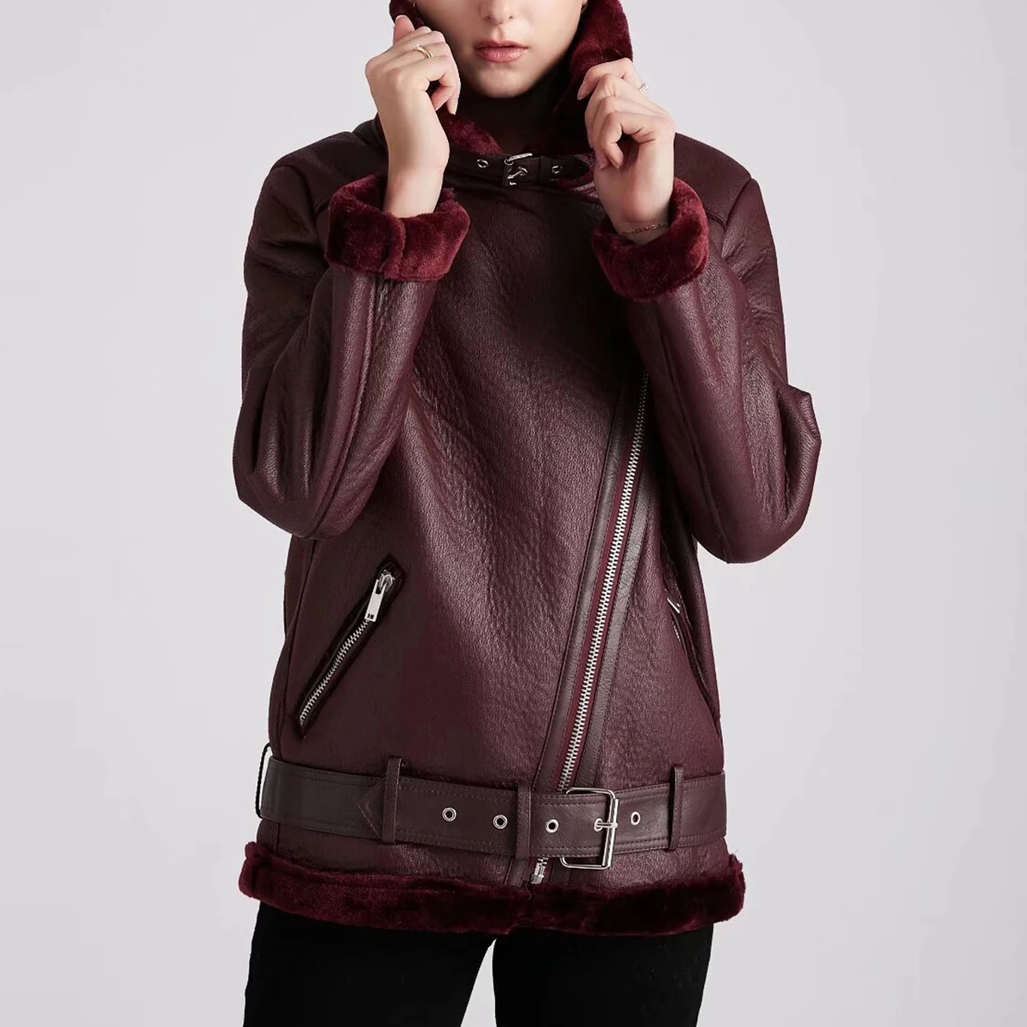 Z 2025 جديد Ele ملابس مزدوجة الجوانب Faionable Jaet حامل نسائي مناسب ملابس خارجية سحاب إغلاق طويل Sve #3