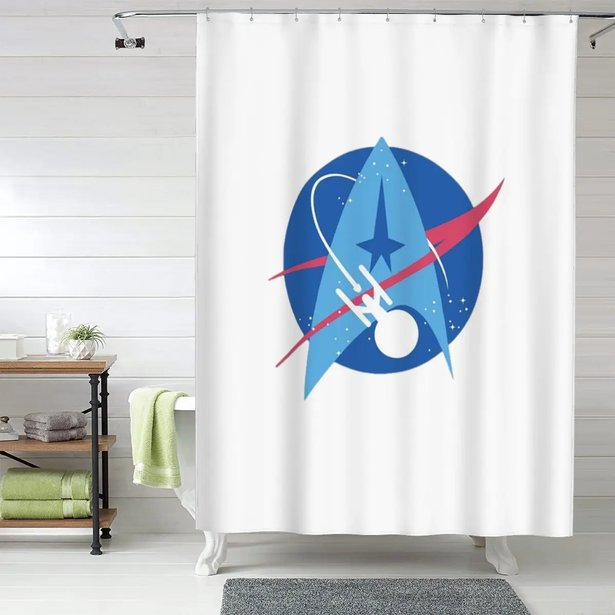 

Star Treks Science Fiction TV Series Shower Curtain Bathroom Polyester Waterproof Bath Curtains with Hooks