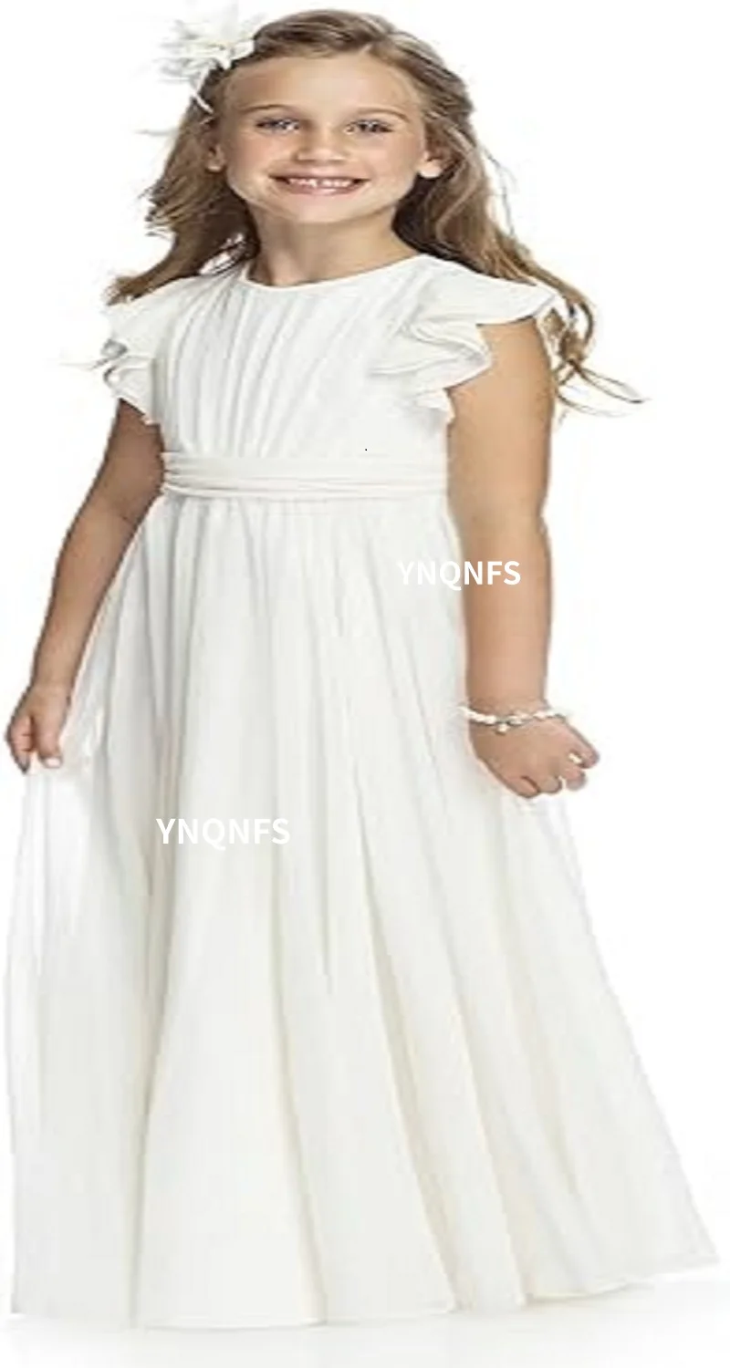 

YNQNFS wedding Fancy Chiffon Flower Girl Dresses Flutter Sleeves Junior Bridesmaid Dress Children's Baptismal Dress