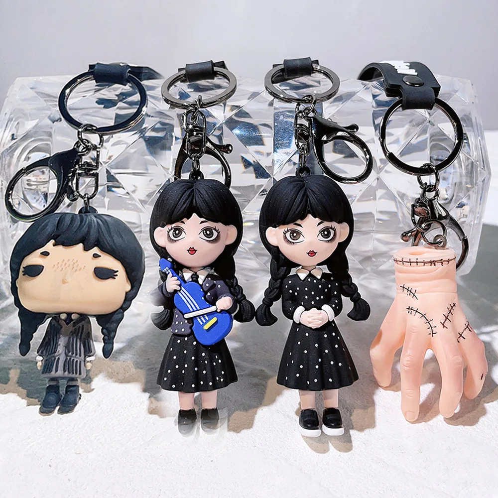 Hot Wednesday Addams Acrylic Keychain Animated Addams Family Figure Pendant Keyring Gift For Fans Decoration