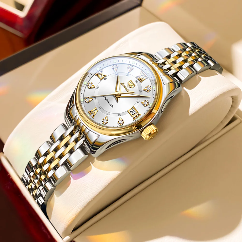 

JSDUN 8939 Women Watch Mechanical Watch Stainless Waterproof Strap Ladies WatchGifts Box High Quality Luxury Elegant Original